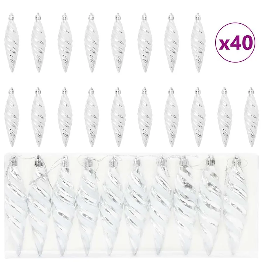 Boule en forme de spirale de Noël 40 pcs Argent Plastique - 2