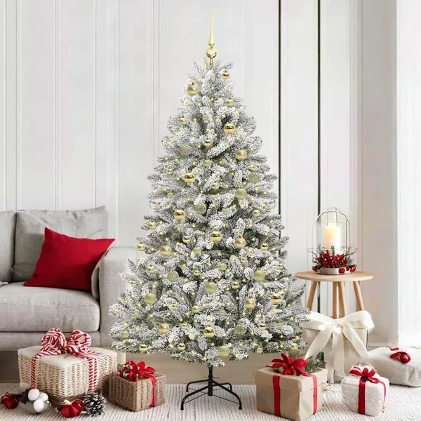 Sapin de Noël artificiel Vert et blanc 180 cm PVC et métal