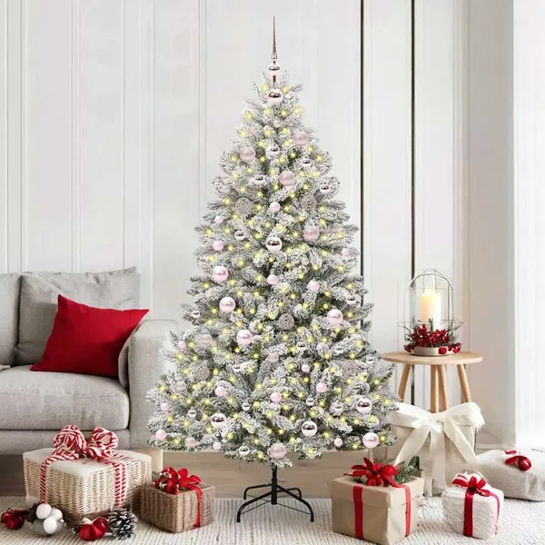 Sapin de Noël artificiel Vert et blanc 180 cm PVC et métal