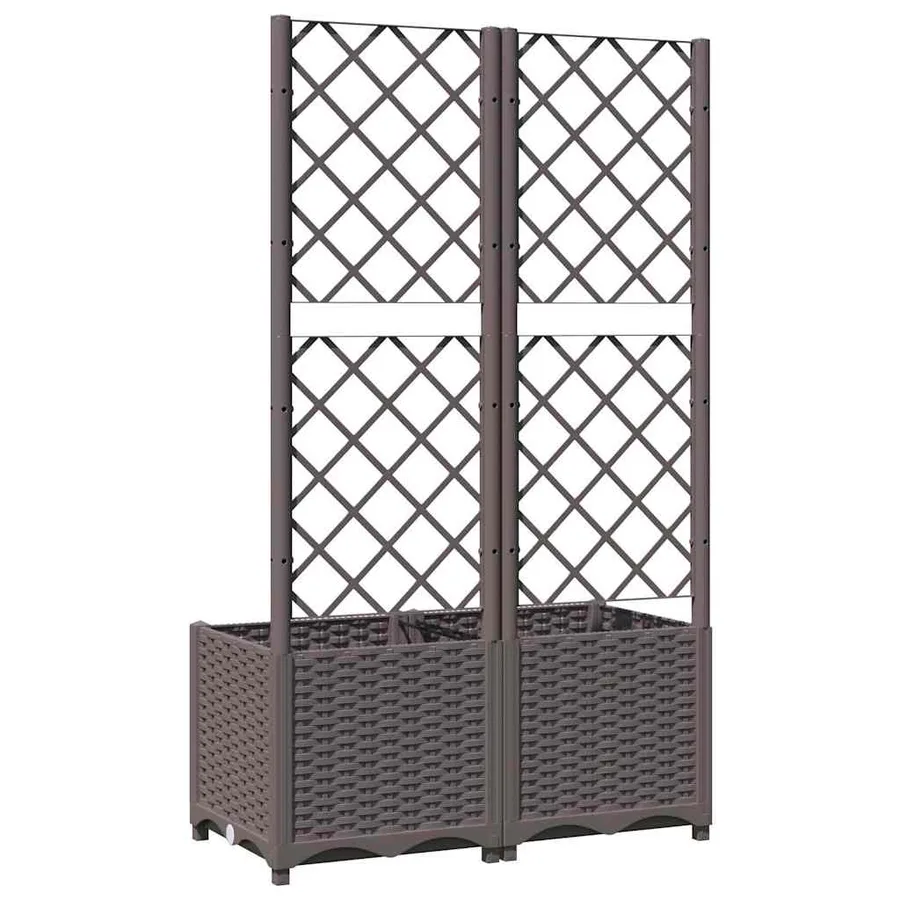 Jardinière avec treillis Marron 80x40x136 cm PP - 6
