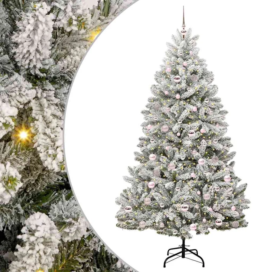 Sapin de Noël artificiel Vert et blanc 210 cm PVC et métal - 2