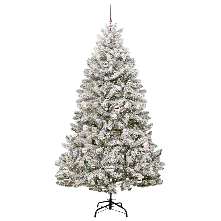 Sapin de Noël artificiel Vert et blanc 210 cm PVC et métal - 3