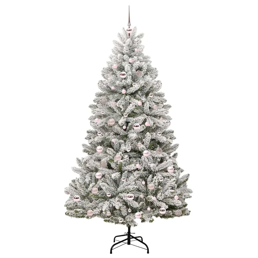 Sapin de Noël artificiel Vert et blanc 210 cm PVC et métal - 4