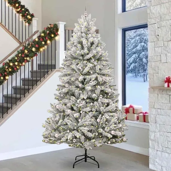 Sapin de Noël artificiel Vert et blanc 300 cm PVC et métal