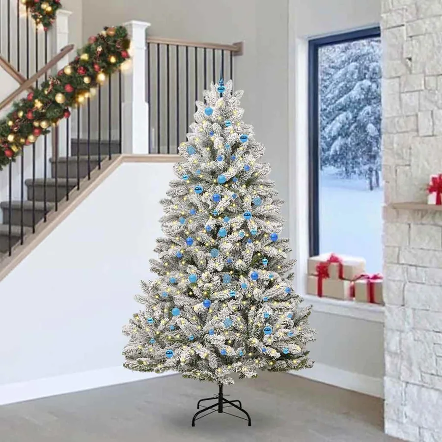 Sapin de Noël artificiel Vert et blanc 240 cm PVC et métal