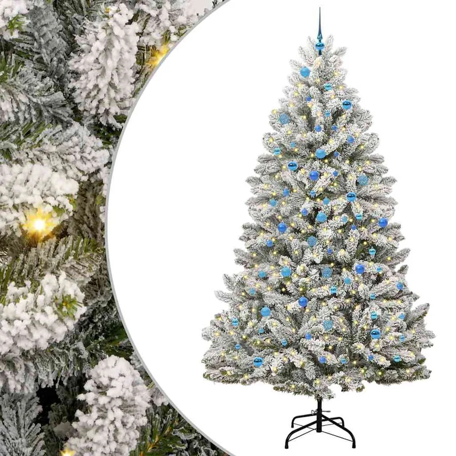Sapin de Noël artificiel Vert et blanc 240 cm PVC et métal - 2