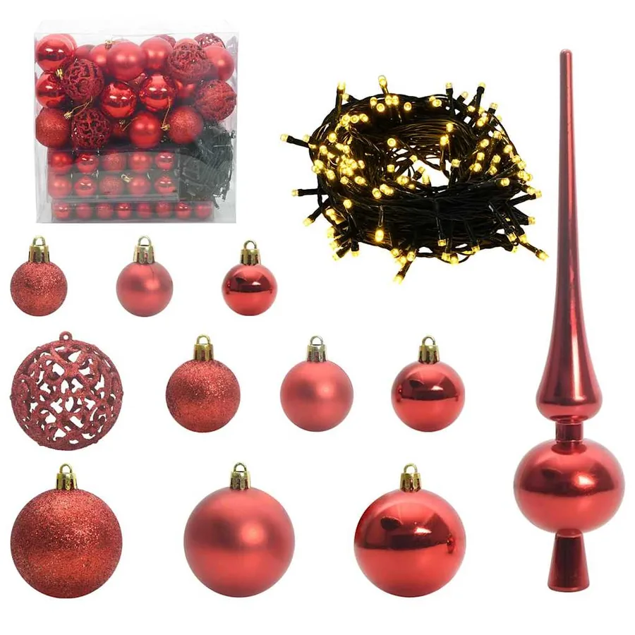 Arbre de Noël artificiel pré-éclairé avec ensemble de boules - 5
