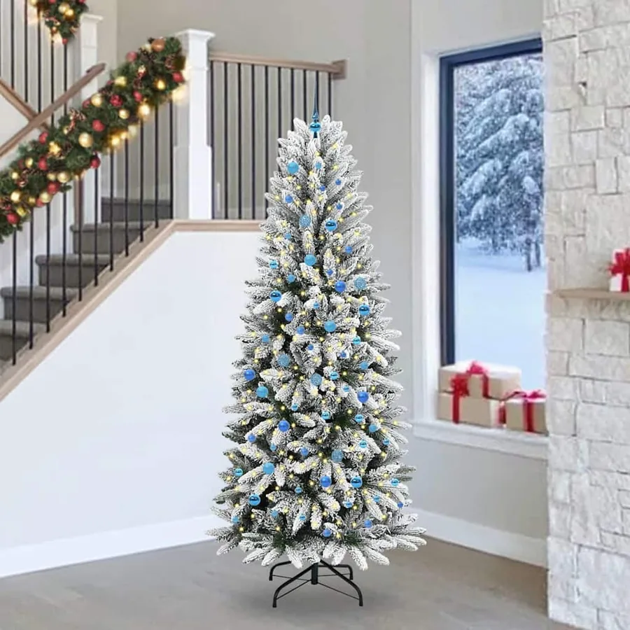 Sapin de Noël artificiel avec 300 LED avec support Blanc 240 cm