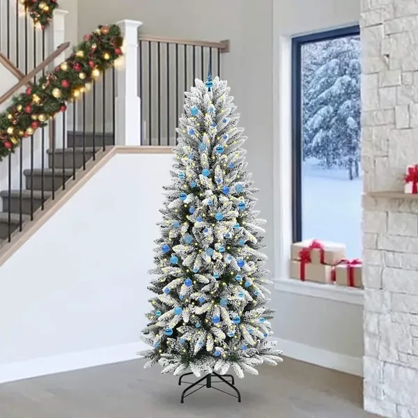 Sapin de Noël artificiel avec 300 LED avec support Blanc 240 cm