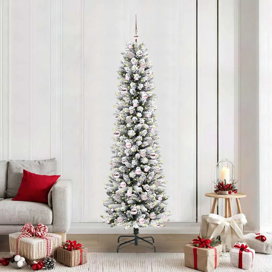 Sapin de Noël artificiel Blanc 210 cm PVC, métal et plastique