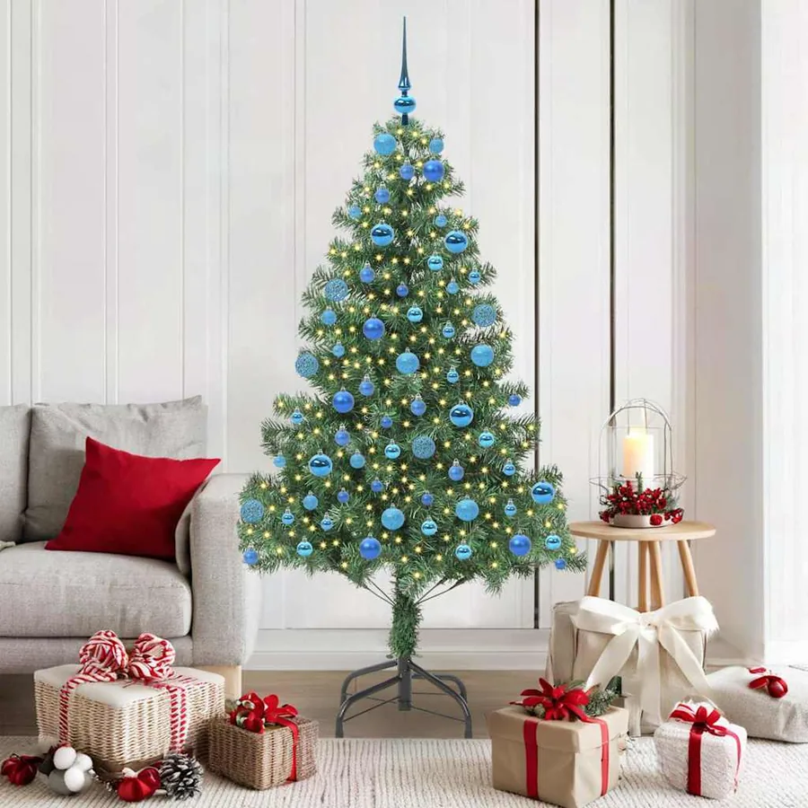 Sapin de Noël avec 300 LED avec support Vert 180 cm PVC