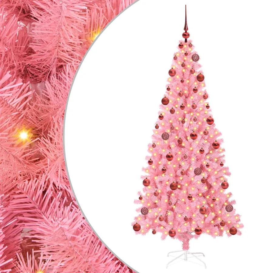 Sapin de Noël avec 300 LED avec support Rose 180 cm PVC - 2