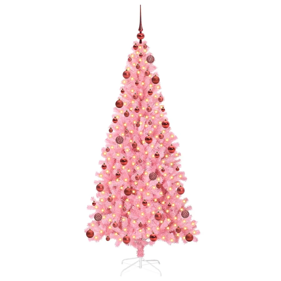 Sapin de Noël avec 300 LED avec support Rose 180 cm PVC - 3