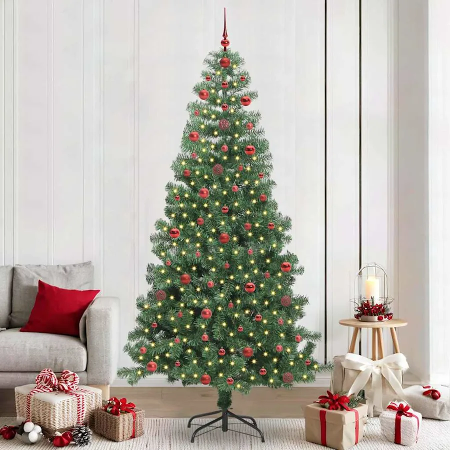 Sapin de Noël avec 300 LED avec support Vert 240 cm PVC
