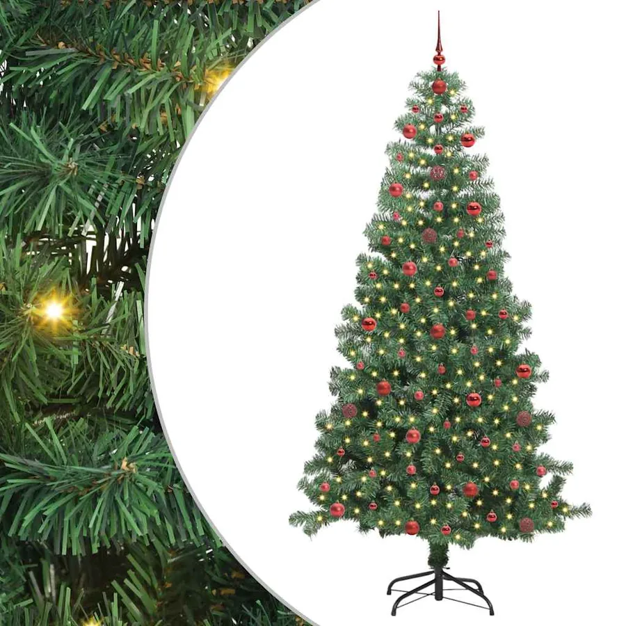 Sapin de Noël avec 300 LED avec support Vert 240 cm PVC - 2