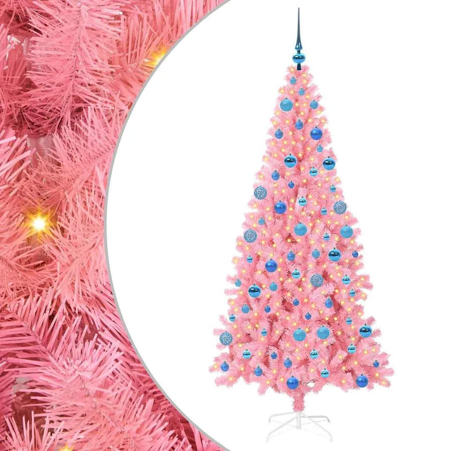 Sapin de Noël avec 300 LED avec support Rose 180 cm PVC - 2