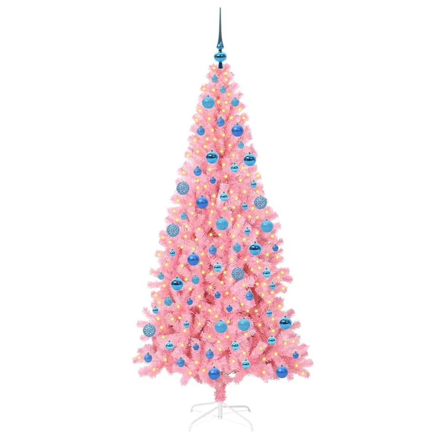 Sapin de Noël avec 300 LED avec support Rose 180 cm PVC - 3