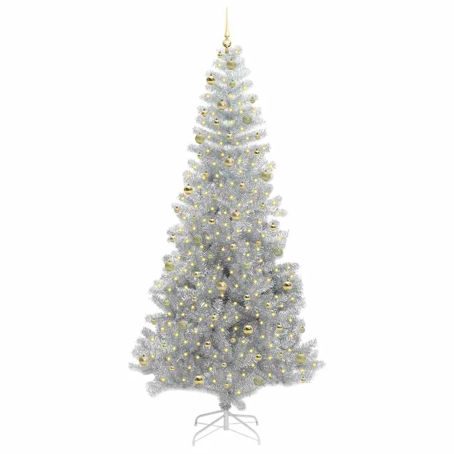 Sapin de Noël avec 300 LED avec support Argent 240 cm PET - 3