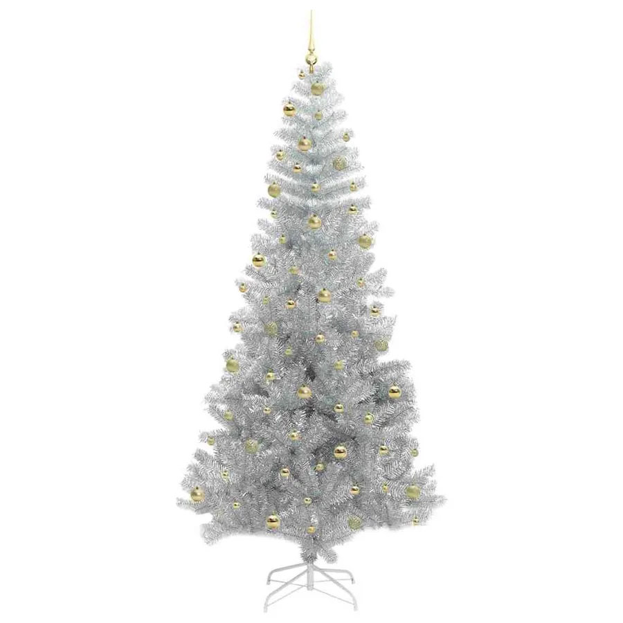 Sapin de Noël avec 300 LED avec support Argent 240 cm PET - 4