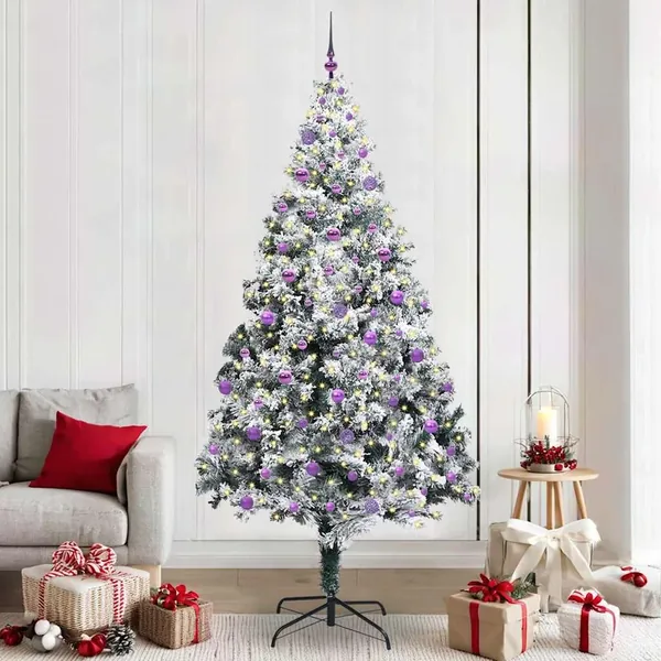 Sapin de Noël artificiel Blanc 240 cm PVC, Acier et Plastique