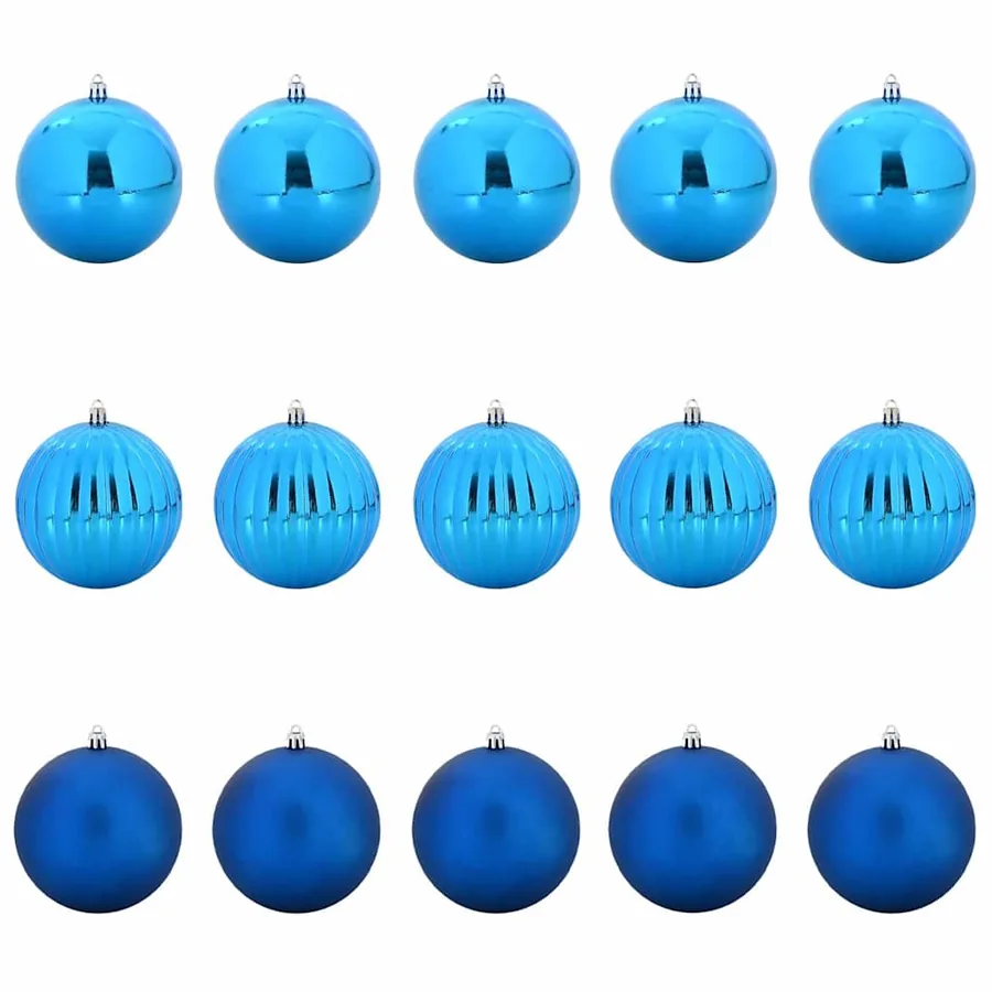 Ensemble de Boules de Noël XL 15 pcs Bleu Ø 10 cm Plastique LED - 2