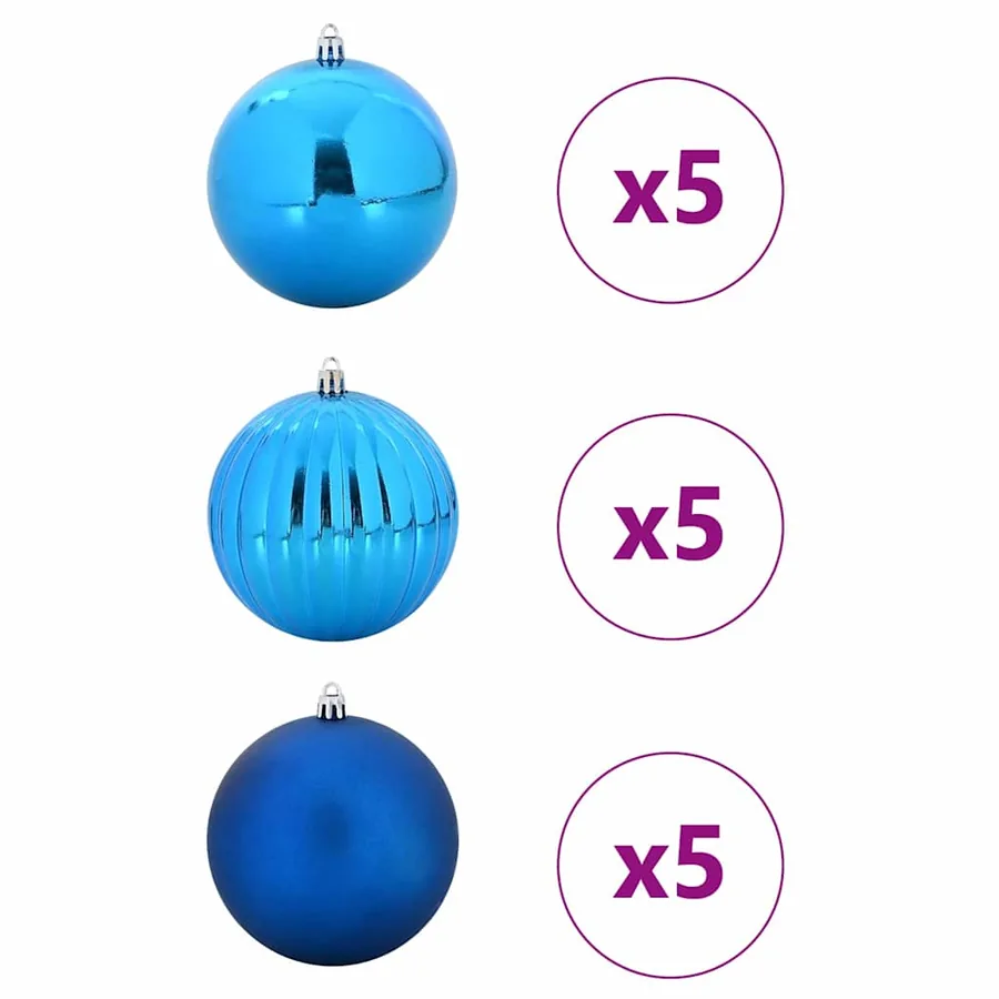 Ensemble de Boules de Noël XL 15 pcs Bleu Ø 10 cm Plastique LED - 3