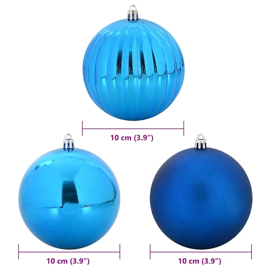 Ensemble de Boules de Noël XL 15 pcs Bleu Ø 10 cm Plastique LED - 5