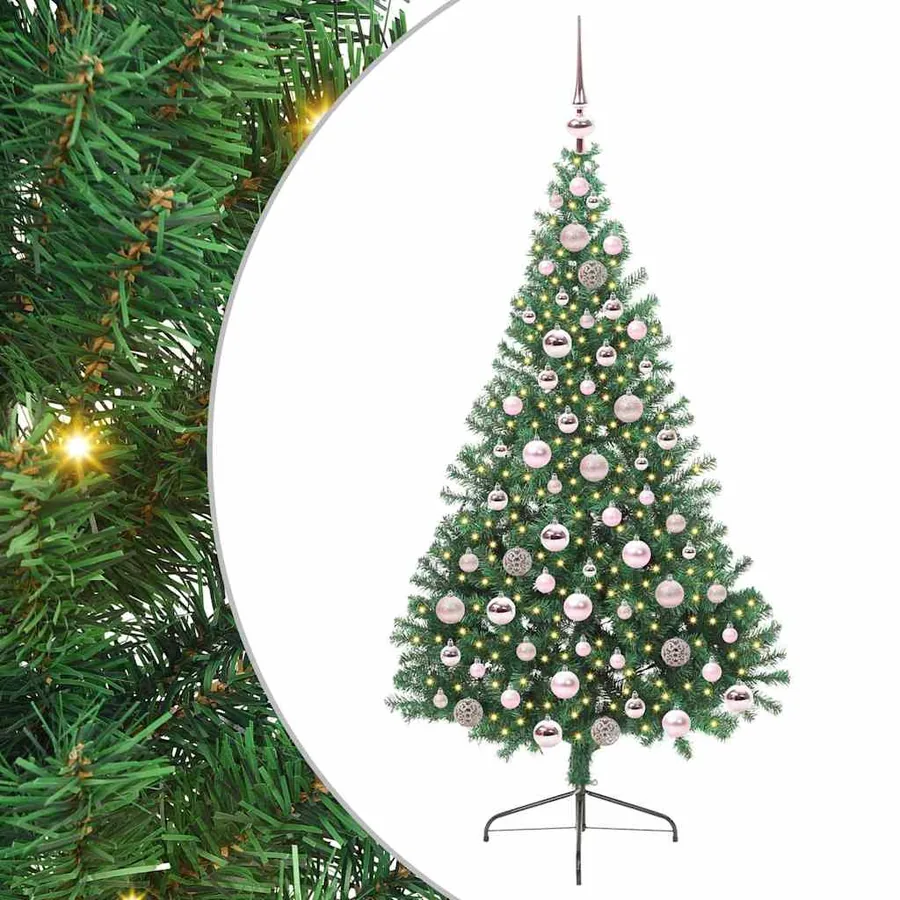 Sapin de Noël artificiel pré-éclairé Vert 180 cm PVC - 2