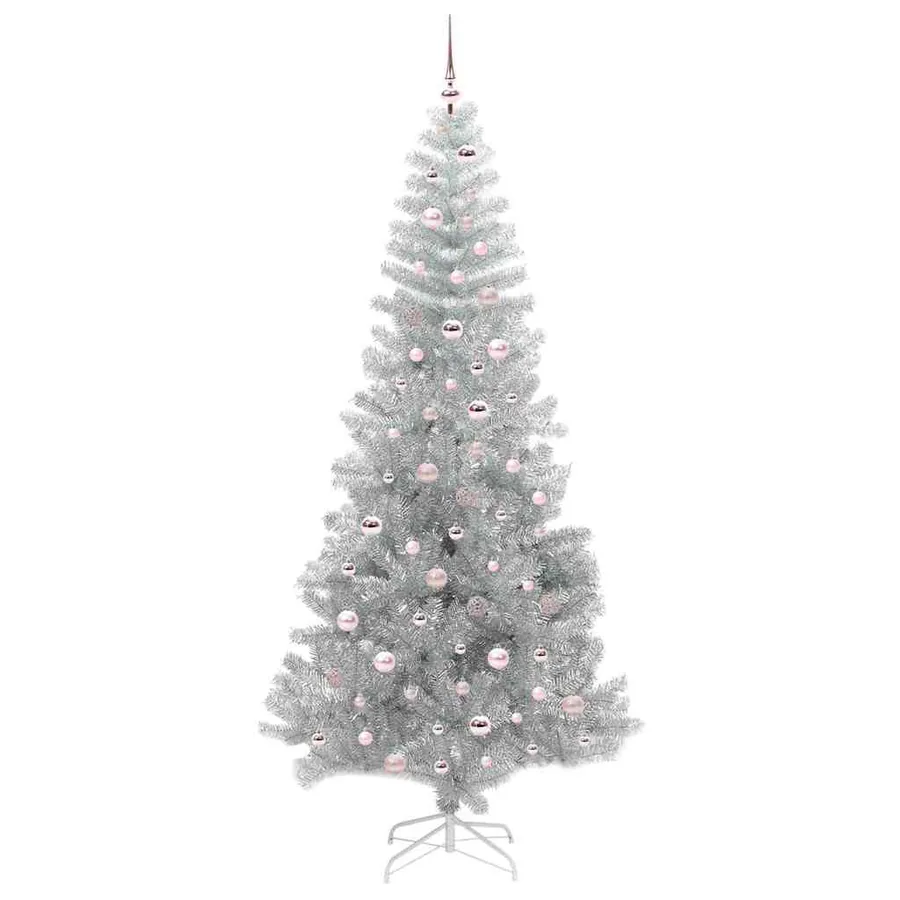 Sapin de Noël avec 300 LED avec support Argent 240 cm PET - 4