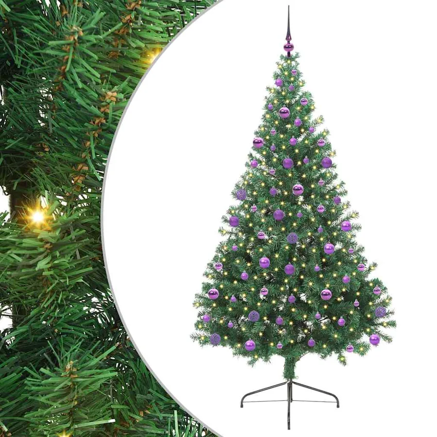Sapin de Noël artificiel pré-éclairé Vert 210 cm PVC - 2