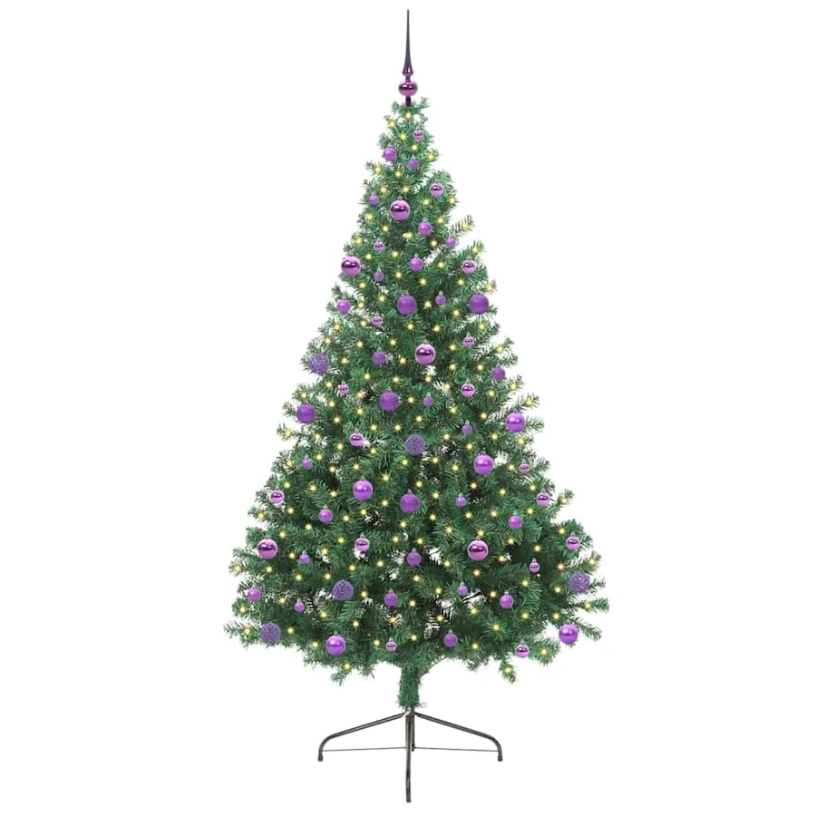 Sapin de Noël artificiel pré-éclairé Vert 210 cm PVC - 3