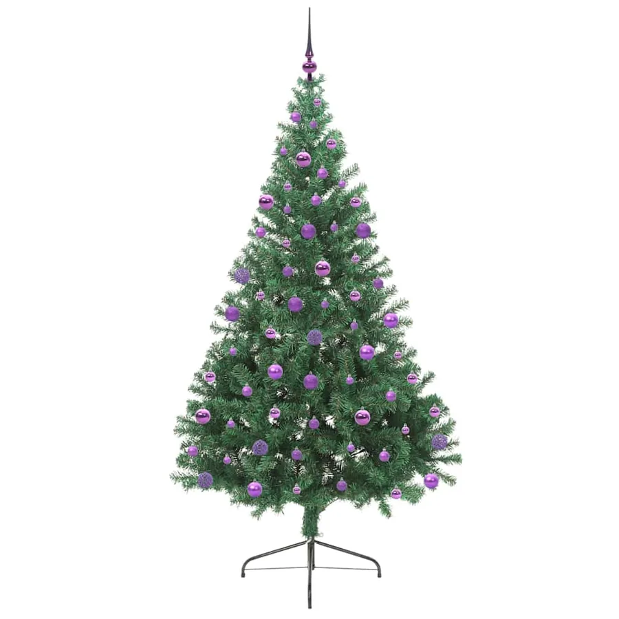 Sapin de Noël artificiel pré-éclairé Vert 210 cm PVC - 4