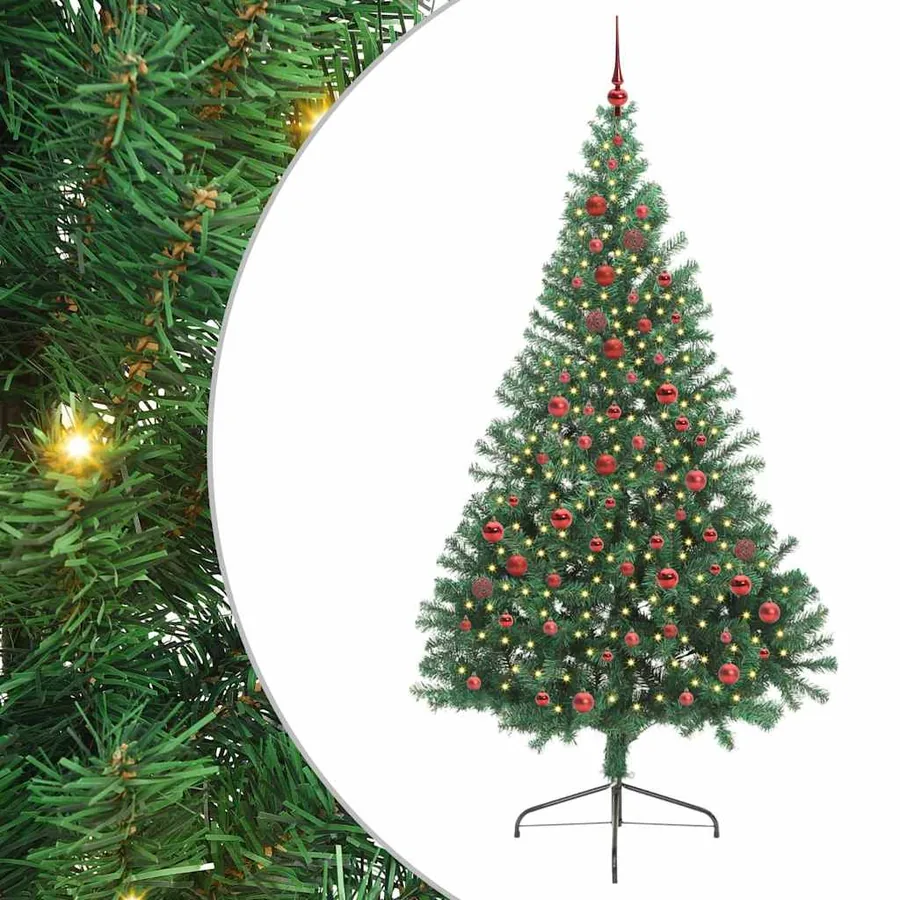 Sapin de Noël artificiel pré-éclairé Vert 210 cm PVC - 2