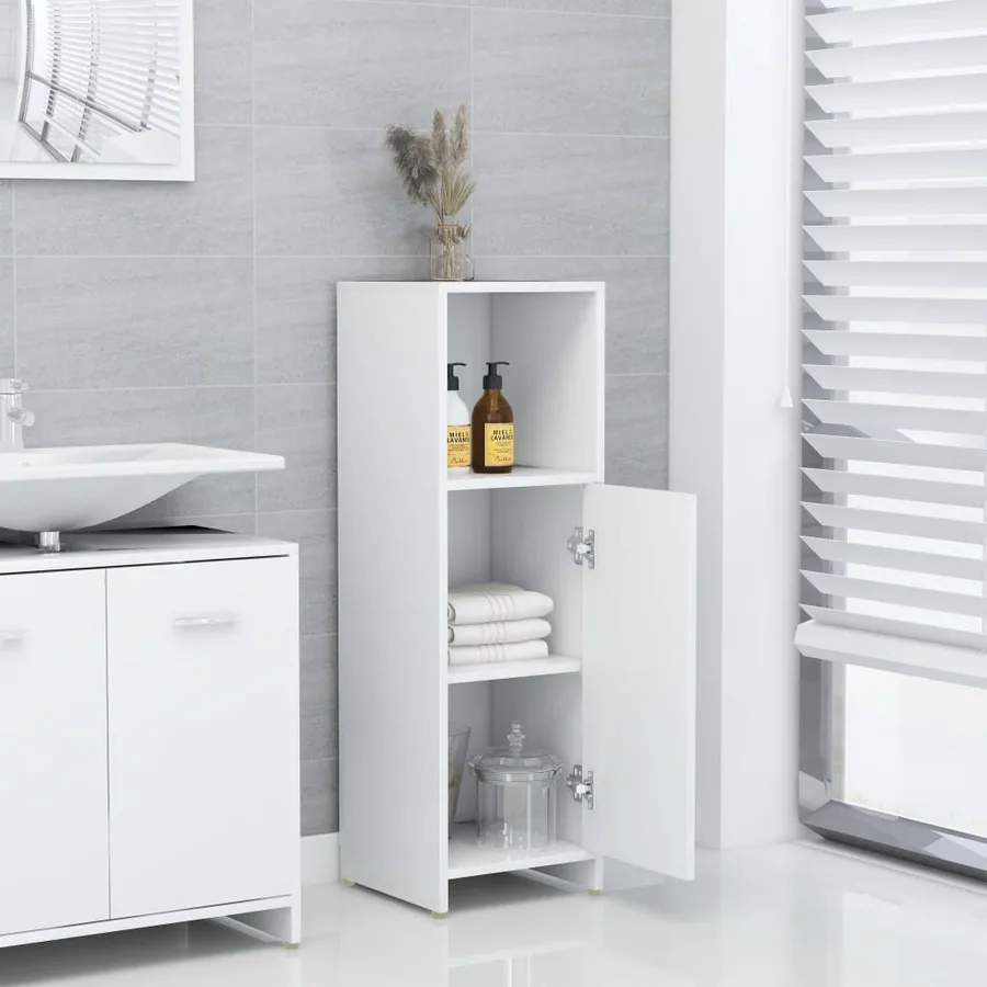 Armoire de salle de bain Blanc 30x30x95 cm Bois d'ingénierie - 3