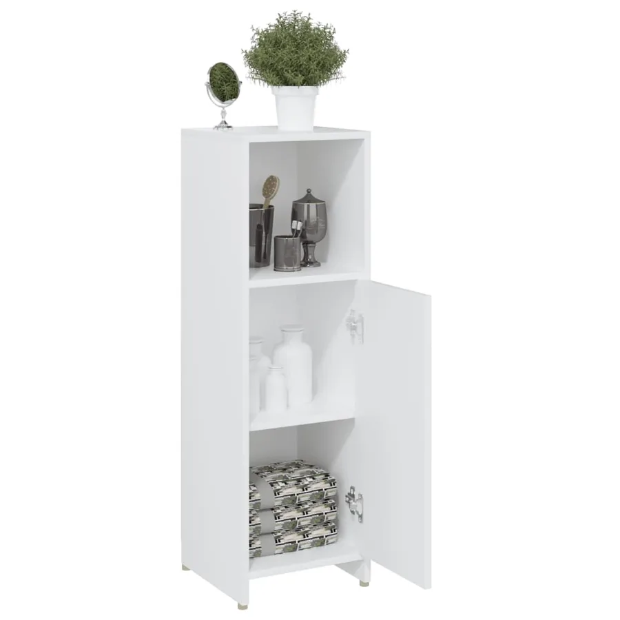Armoire de salle de bain Blanc 30x30x95 cm Bois d'ingénierie - 4