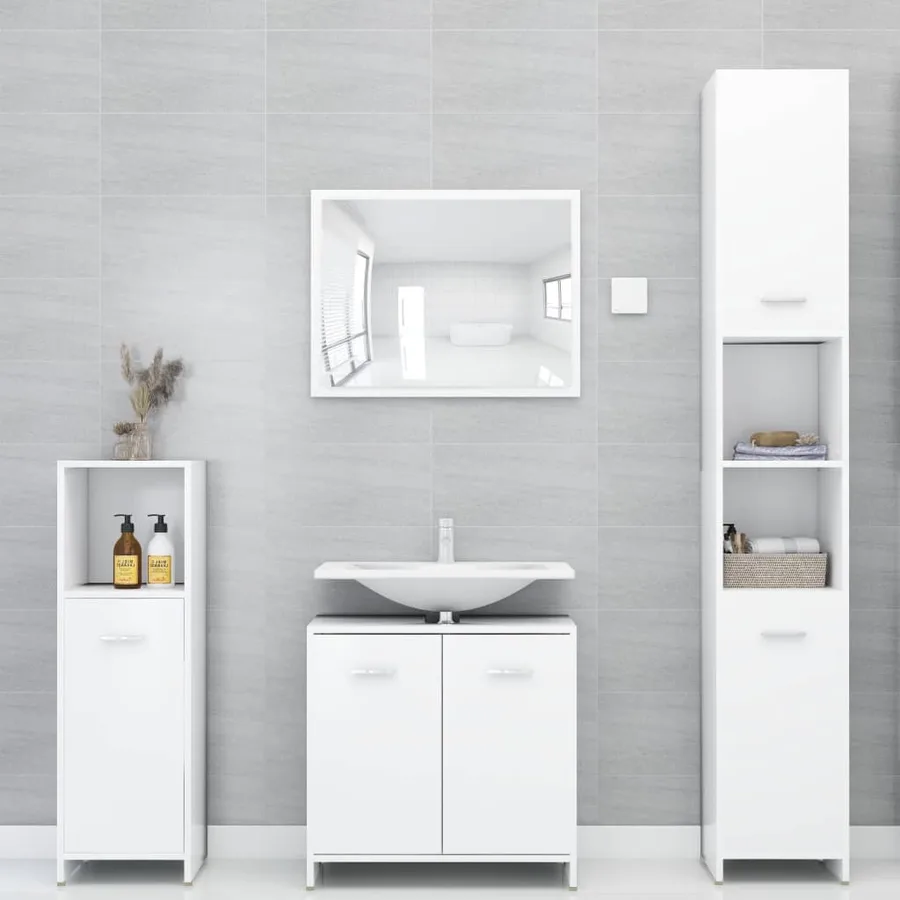 Armoire de salle de bain Blanc 30x30x95 cm Bois d'ingénierie - 8