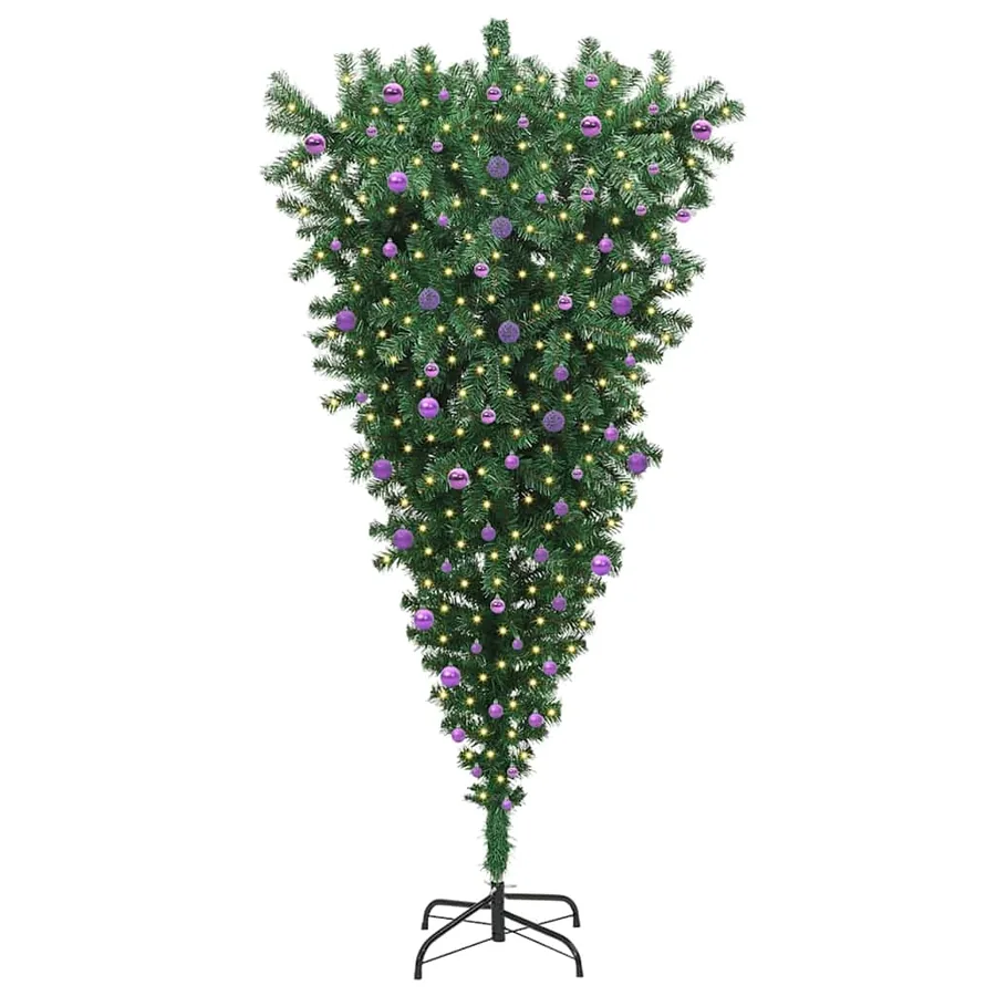 Arbre de Noël artificiel pré-éclairé à l'envers avec ensemble de boules - 3