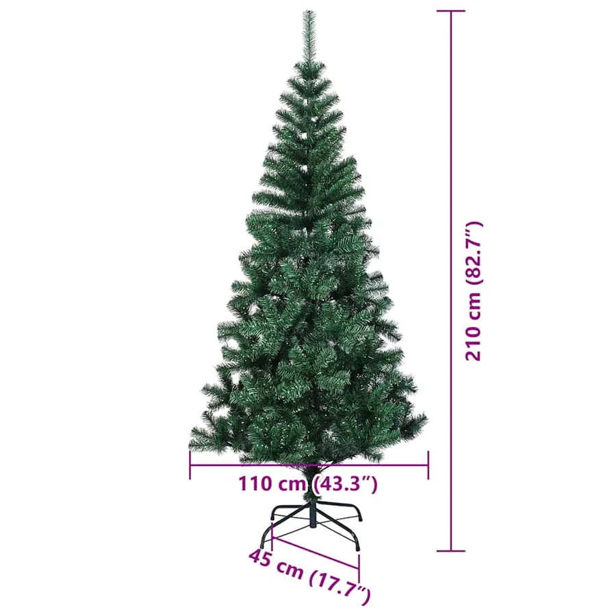 Sapin de Noël artificiel pré-éclairé Vert 210 cm PVC et métal - 15