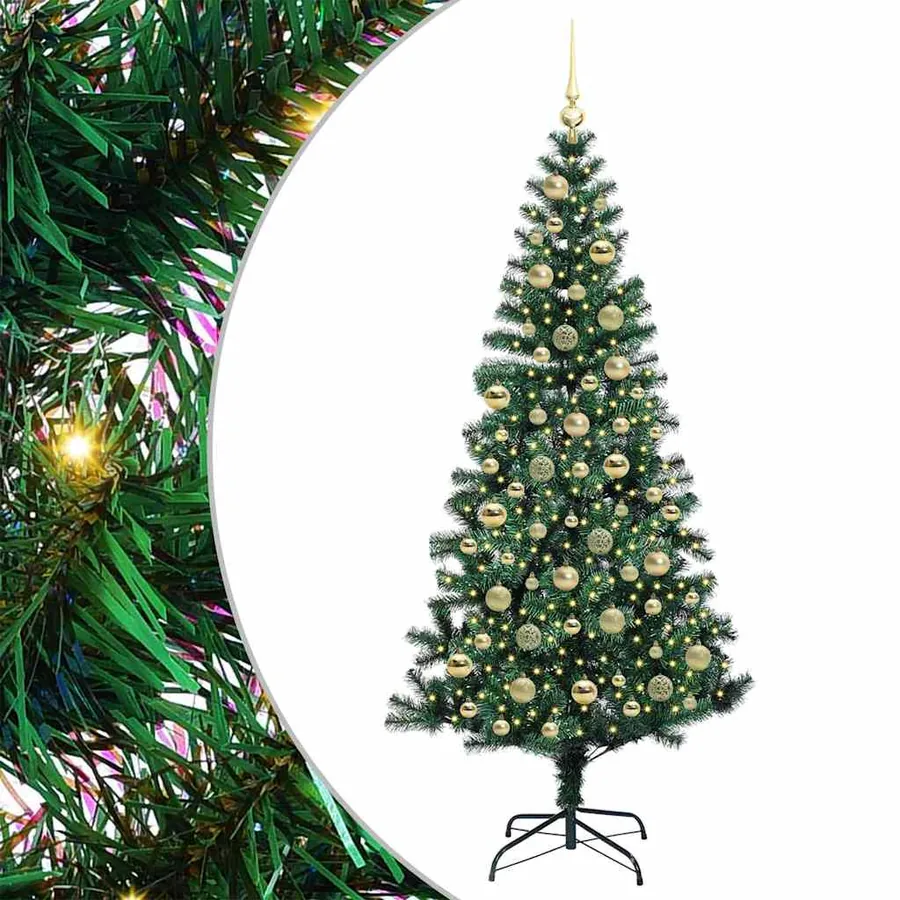 Sapin de Noël artificiel pré-éclairé Vert 210 cm PVC et métal - 2