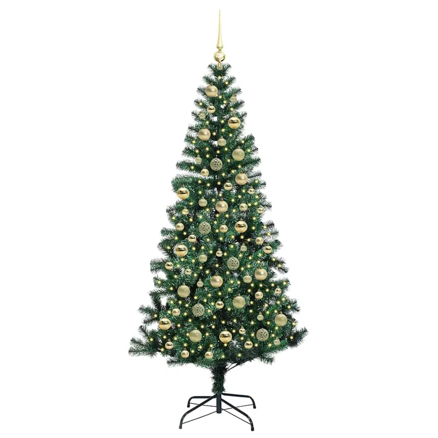 Sapin de Noël artificiel pré-éclairé Vert 210 cm PVC et métal - 3