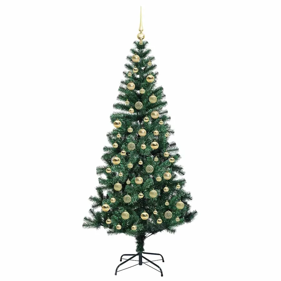 Sapin de Noël artificiel pré-éclairé Vert 210 cm PVC et métal - 4