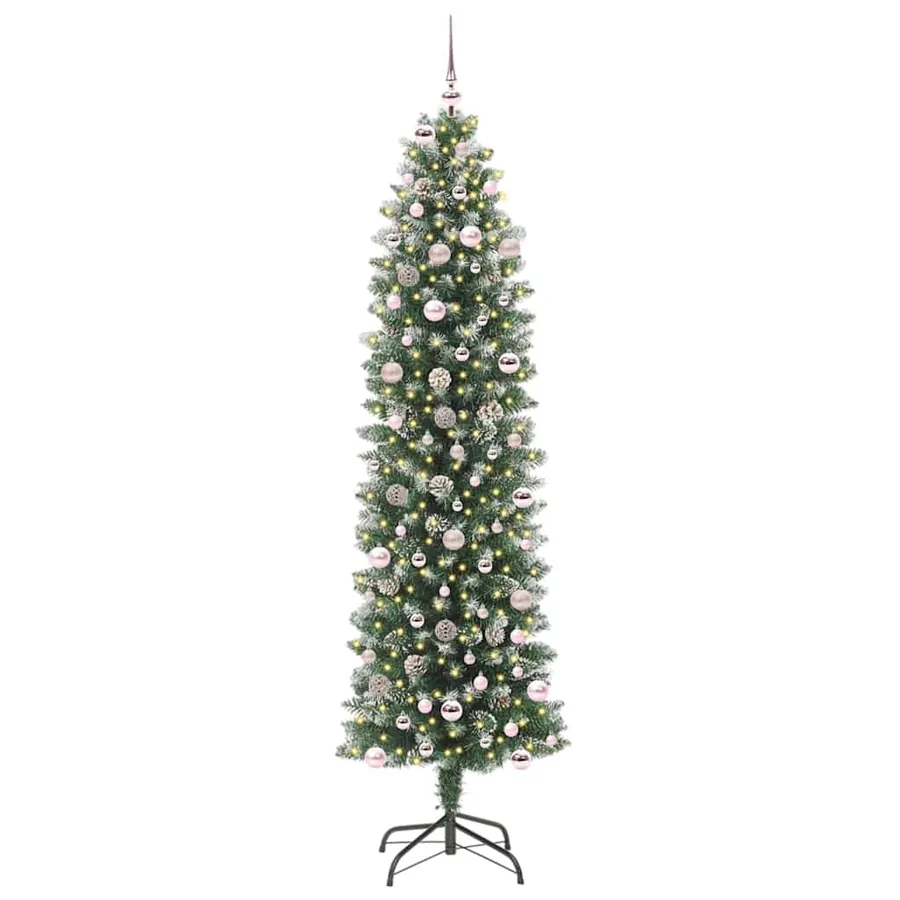 Arbre de Noël artificiel slim avec 300 LED Vert et blanc 240 cm - 3