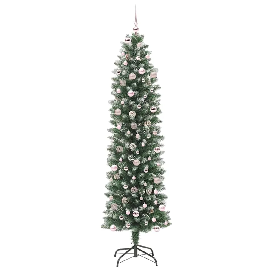 Arbre de Noël artificiel slim avec 300 LED Vert et blanc 240 cm - 4