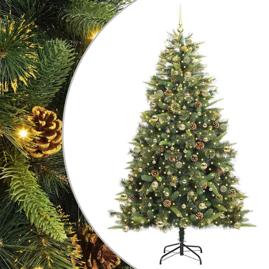 Sapin de Noël artificiel avec branches pliables et cônes 240 cm - 2