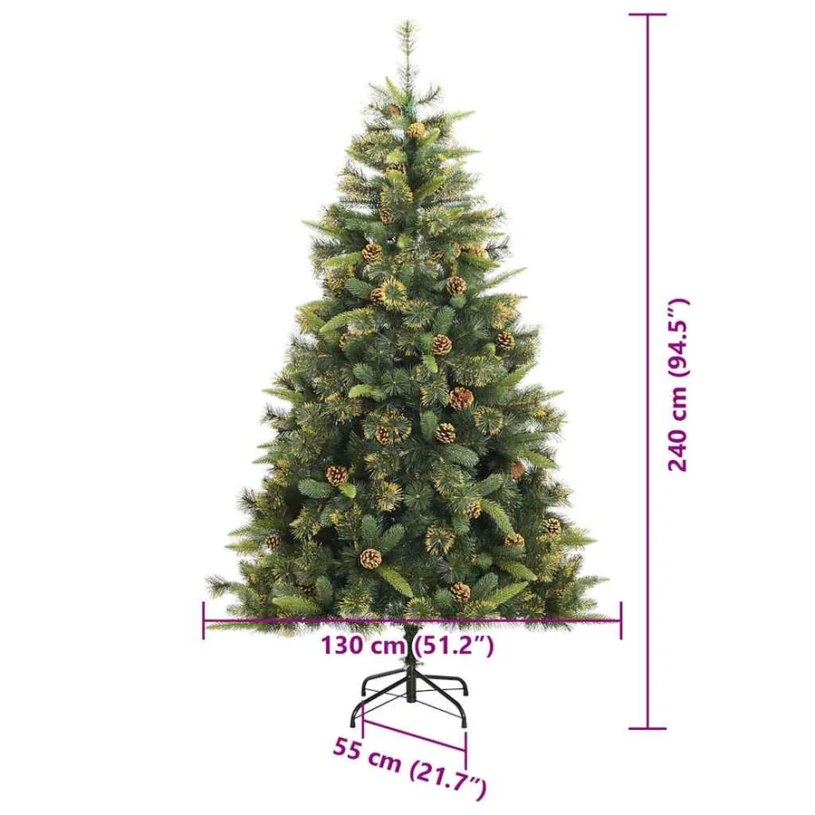 Sapin de Noël artificiel avec branches pliables et cônes 240 cm - 17