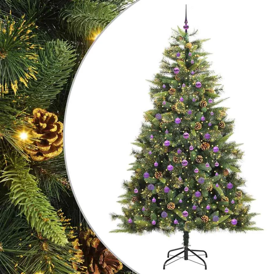 Sapin de Noël artificiel avec branches pliables et cônes 240 cm - 2