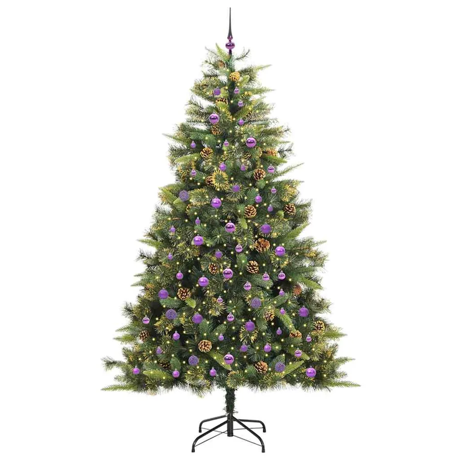 Sapin de Noël artificiel avec branches pliables et cônes 240 cm - 3
