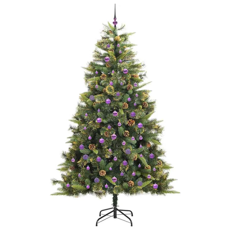 Sapin de Noël artificiel avec branches pliables et cônes 240 cm - 4