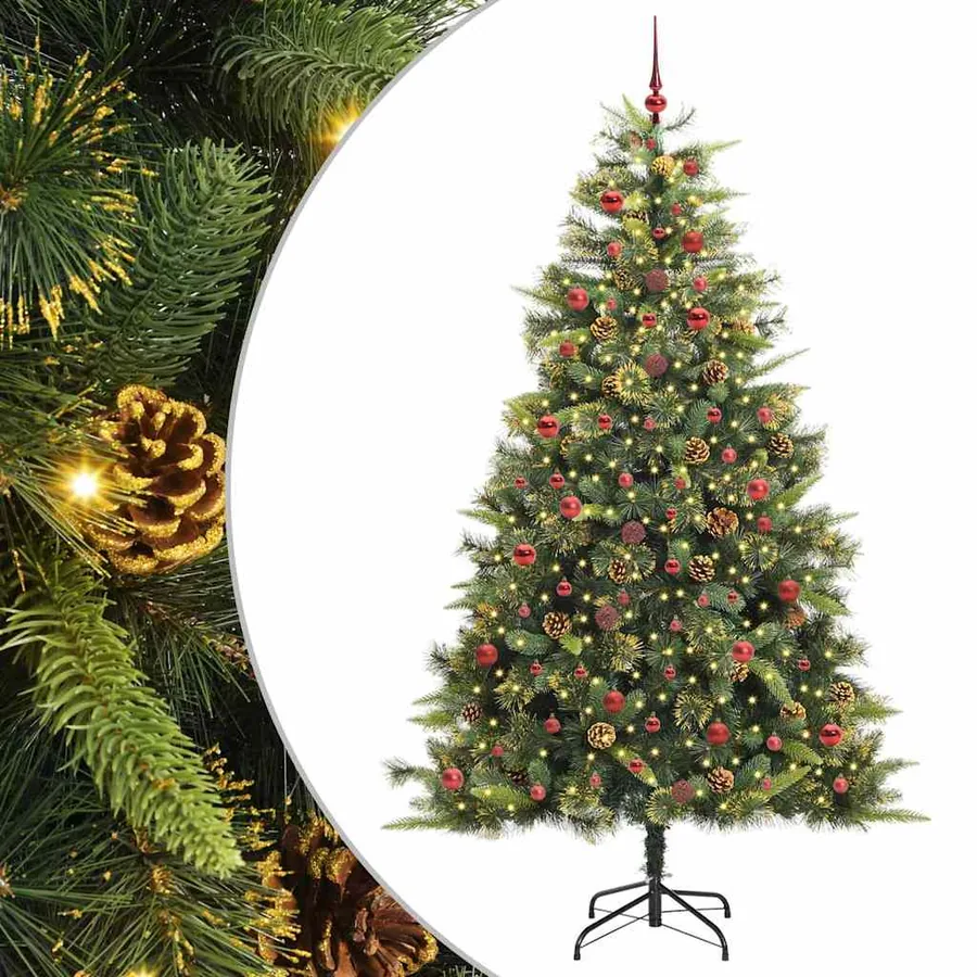 Sapin de Noël artificiel avec branches pliables et cônes 240 cm - 2