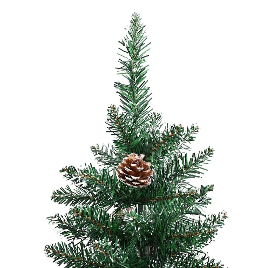 Sapin de Noël mince Vert 180 cm PVC et bois de pin massif - 10